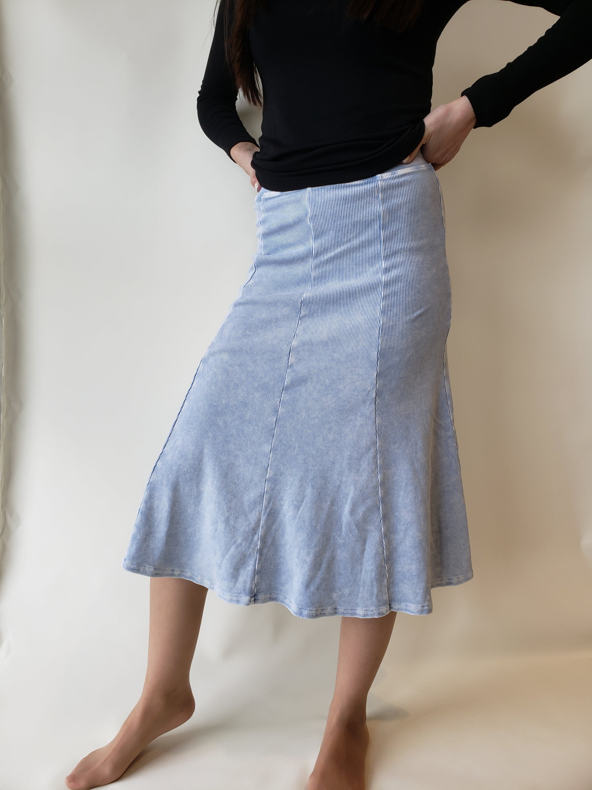 Hardtail Panel Rib Knit Knee Skirt - Mementos