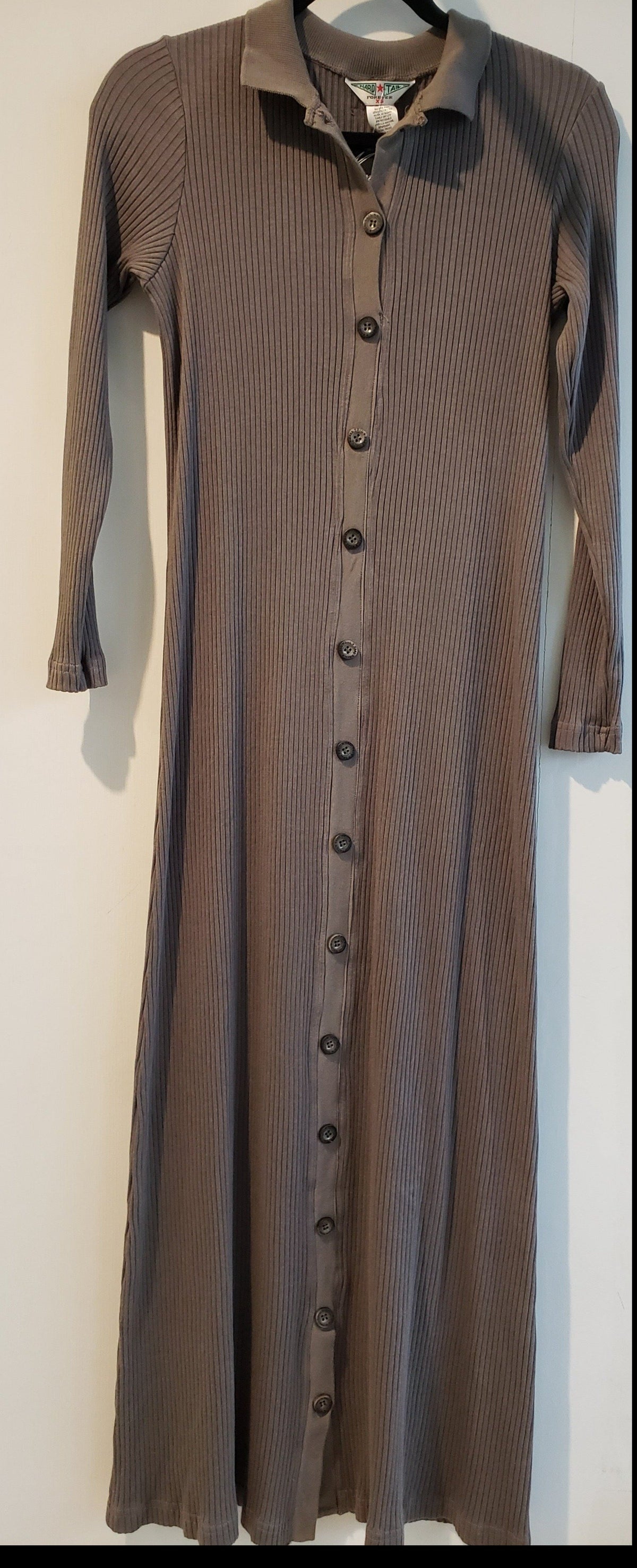 Hardtail Ribbed Polo Cardigan Dress-Dress-Mementos