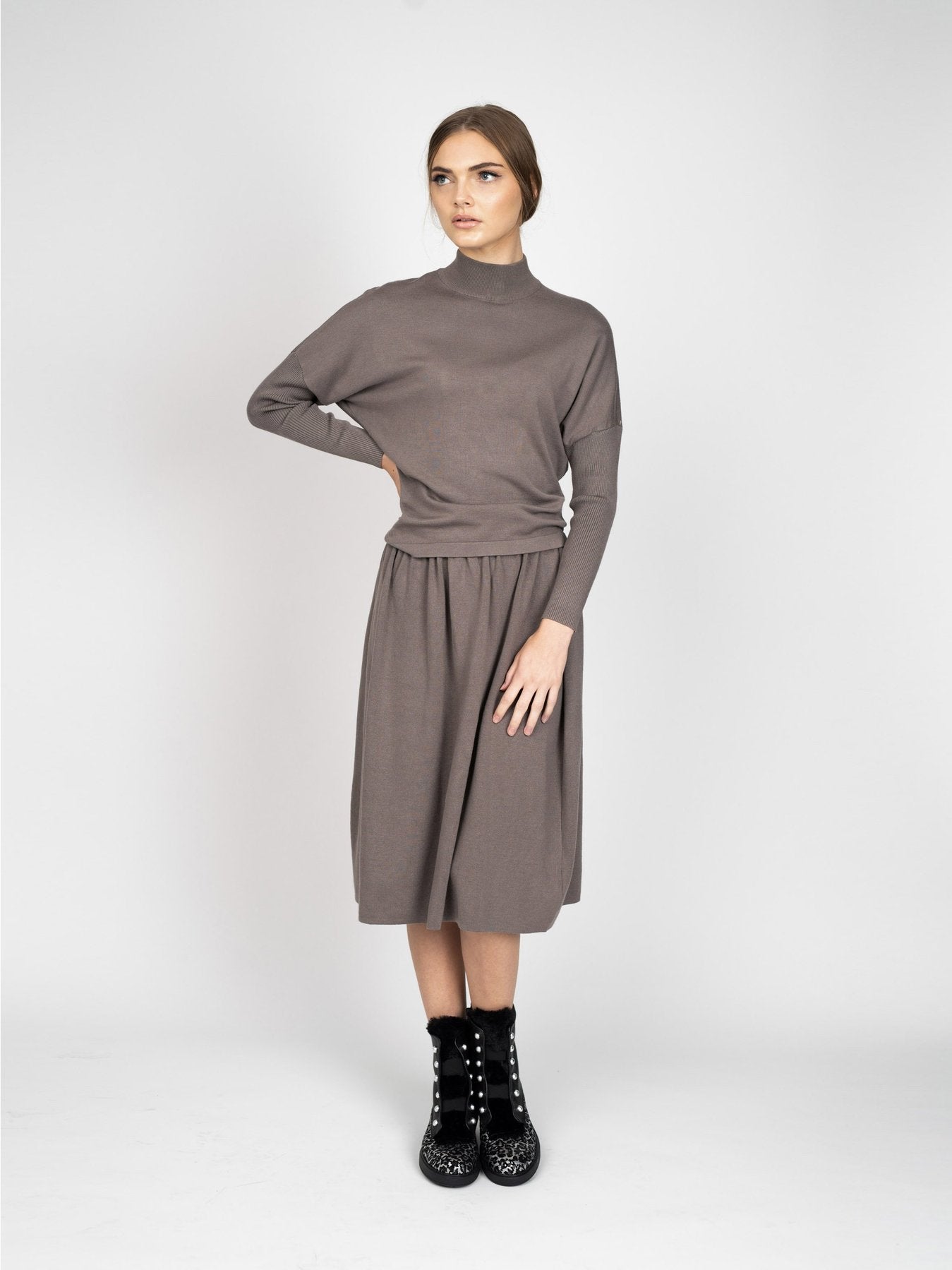 Meli Knit Gathered Skirt-Skirt-Mementos