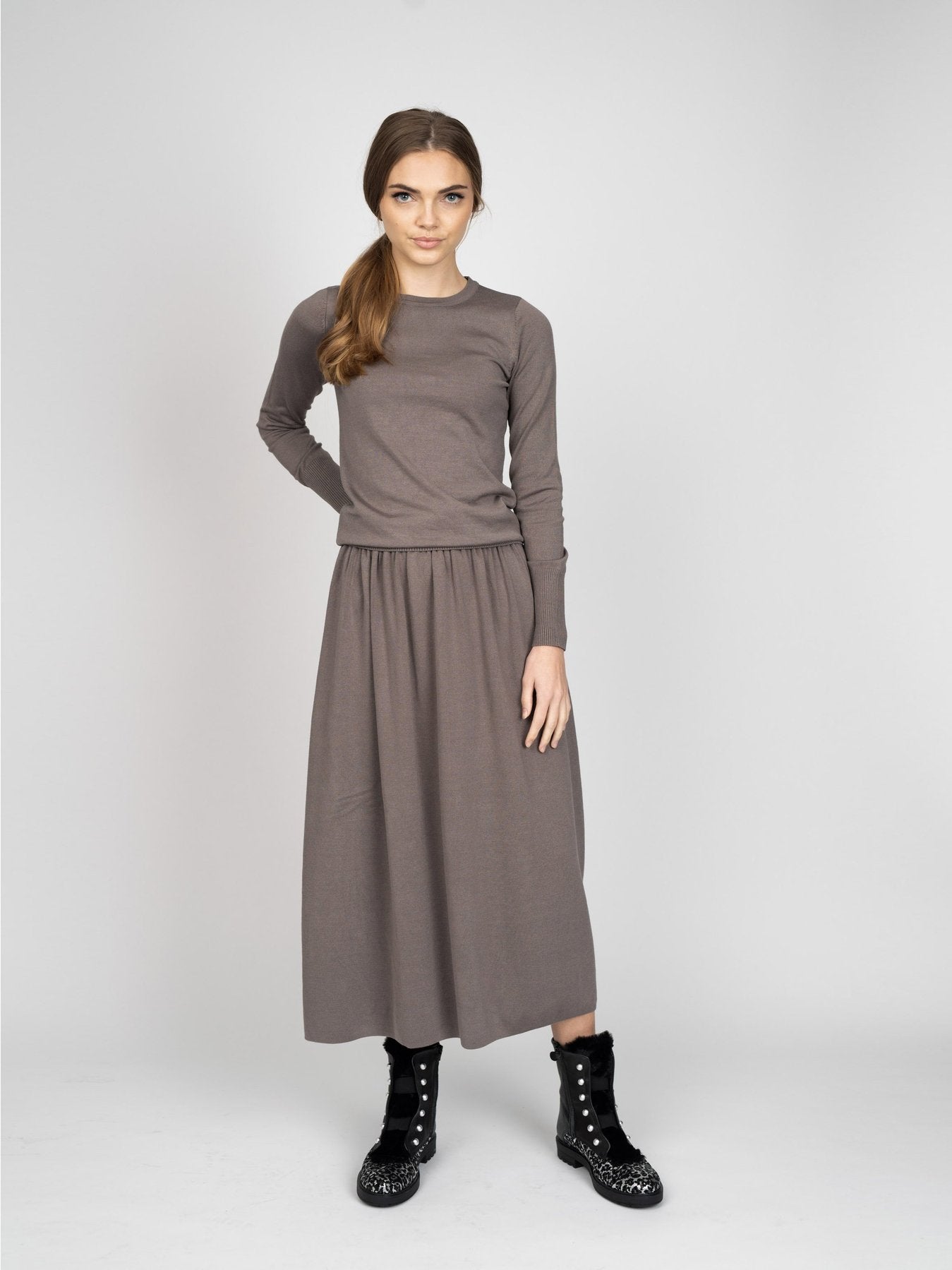 Meli Knit Gathered Skirt-Skirt-Mementos