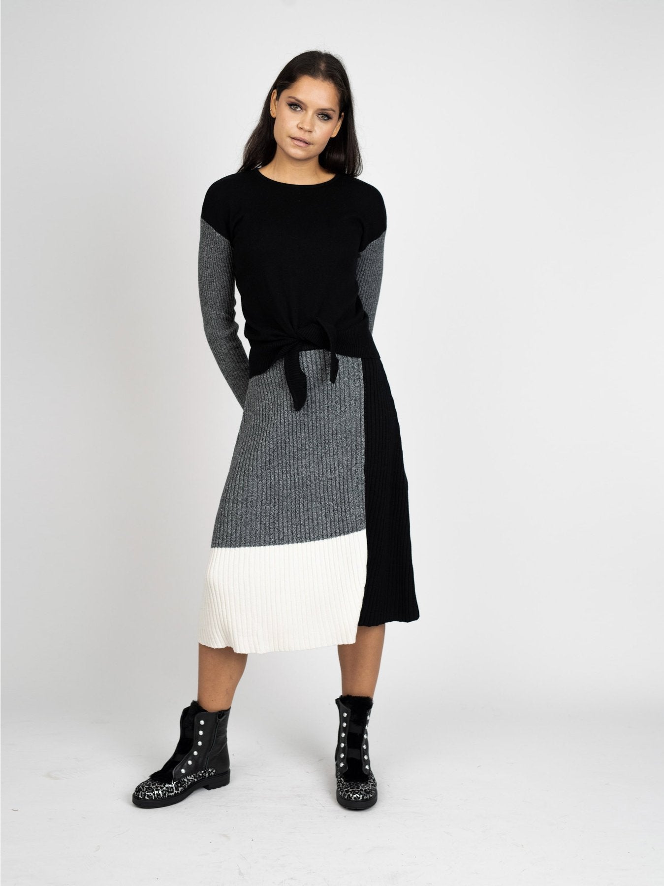 Meli Colorblock Knit Skirt-Skirt-Mementos