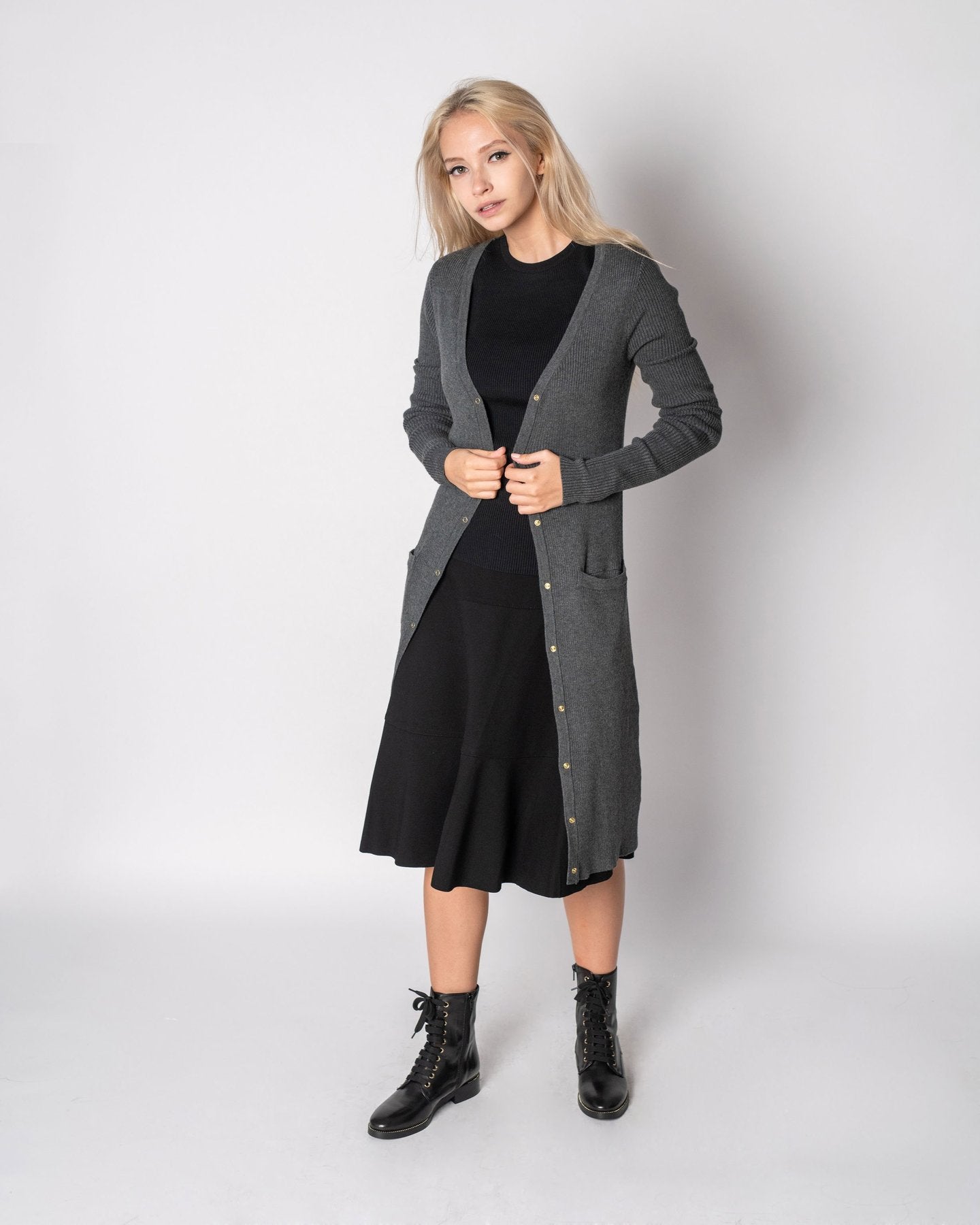 Meli Long Ribbed Cardigan-Cardigan-Mementos