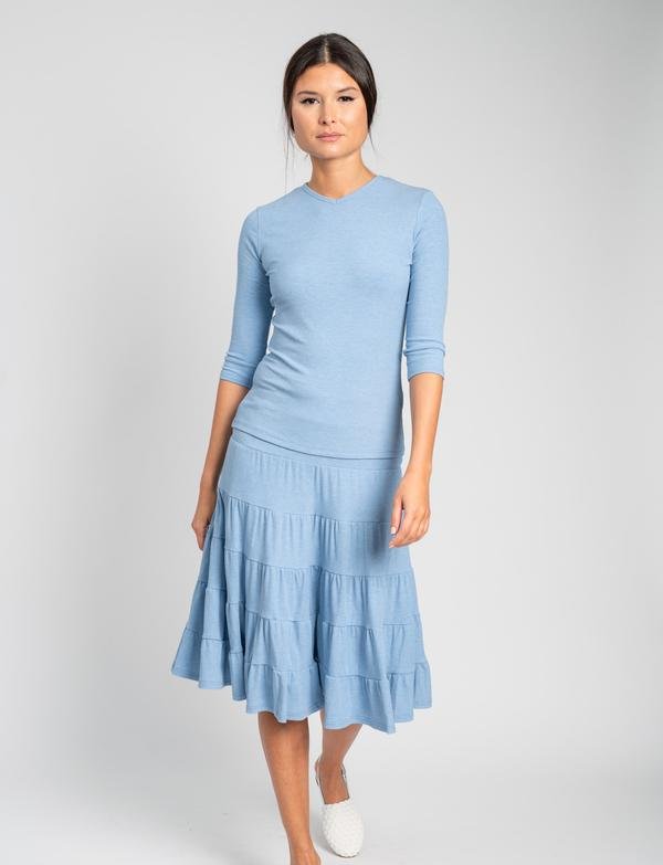 Meli Ribbed Peasant Skirt-Skirt-Mementos