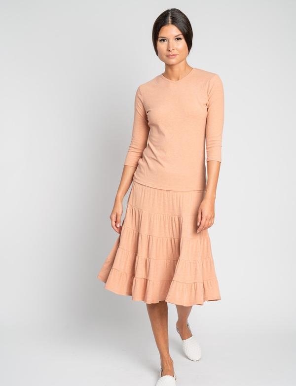 Meli Ribbed Peasant Skirt-Skirt-Mementos