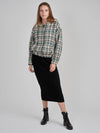 Bliss Tweed Plaid Bomber Jacket