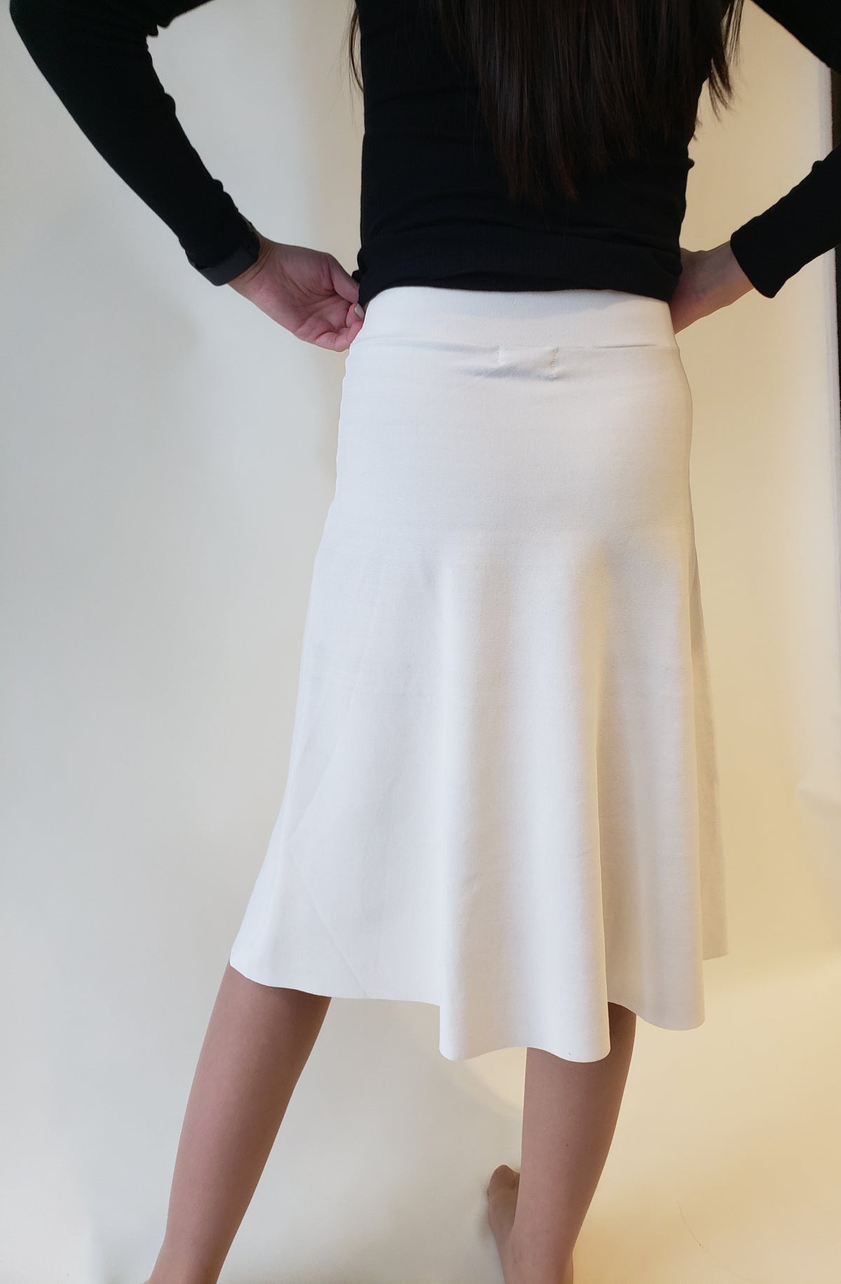 Meli Knit Flair Knee Skirt-Skirt-Mementos