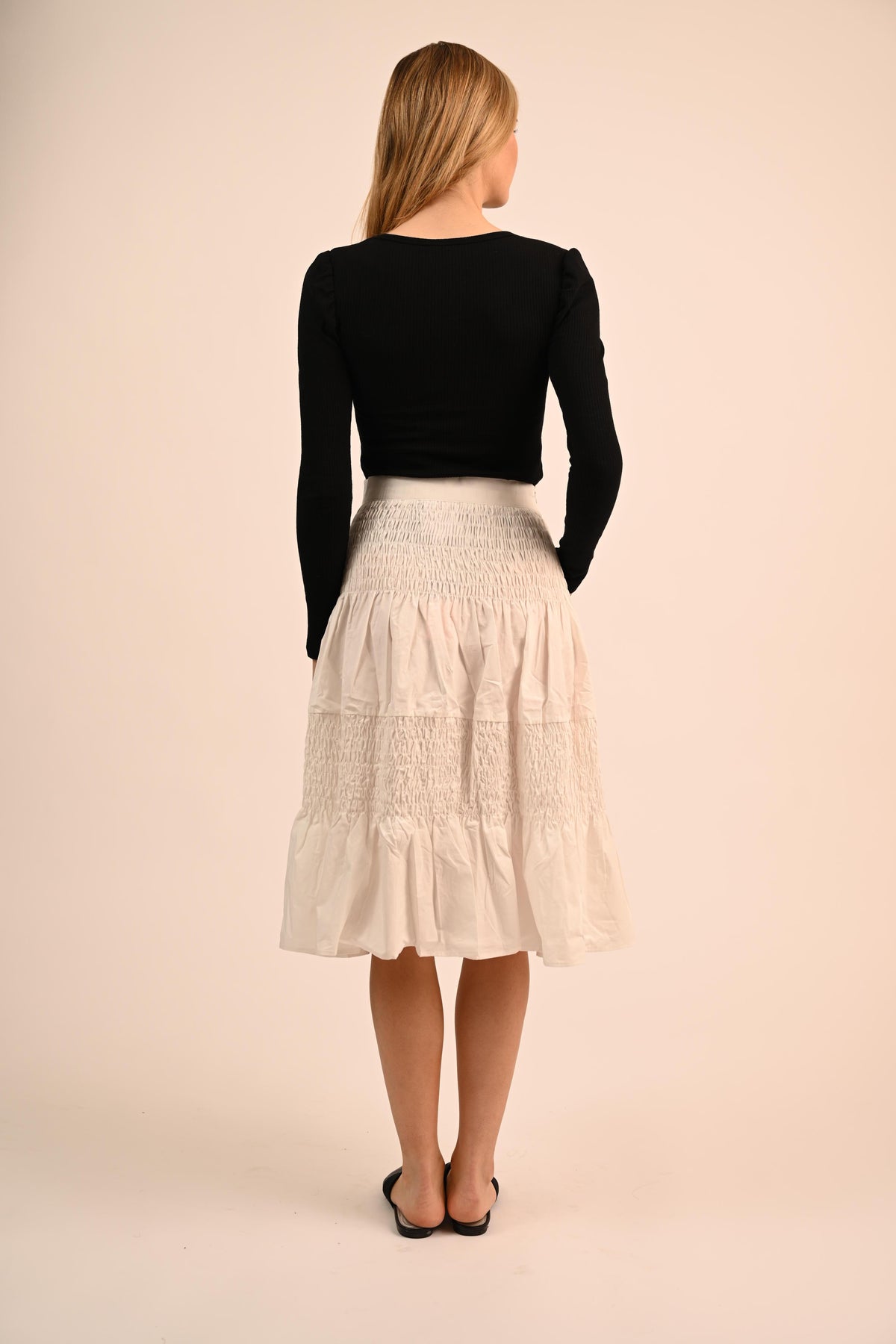 Bliss Ruched Midi Skirt-Skirt-Mementos