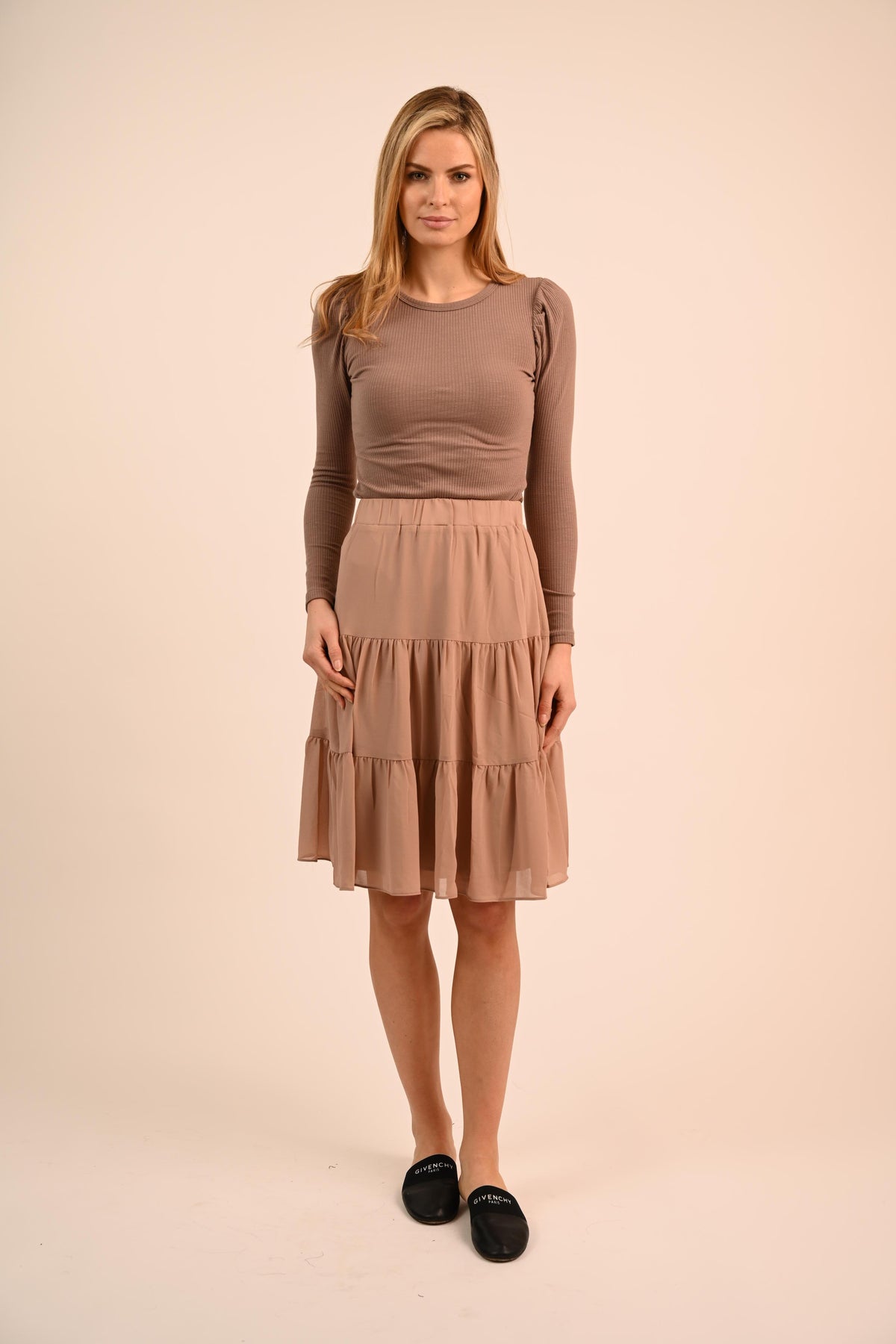 Bliss Ribbed Puff Sleeve LS Top-Top-Mementos