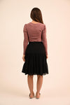Bliss Tiered Chiffon Knee Skirt-Skirt-Mementos