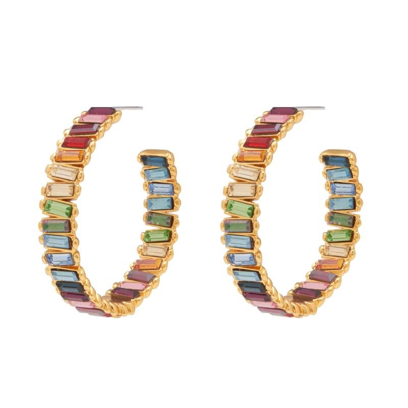 Melissa Lovy Baby Serena Hoops Colored Stones-Earrings-Mementos