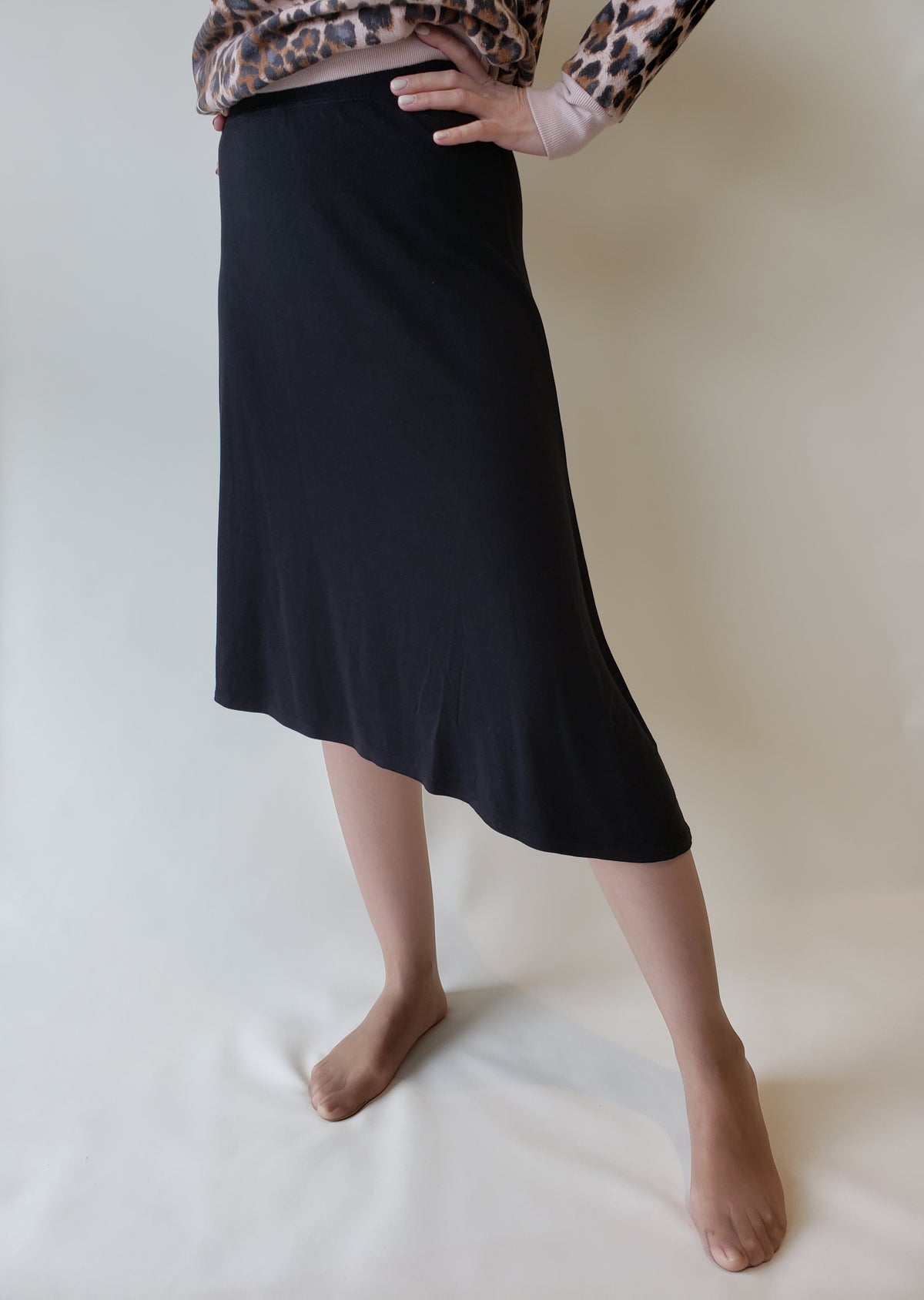 Hardtail Asymetrical Crepe Knee Skirt-Skirt-Mementos