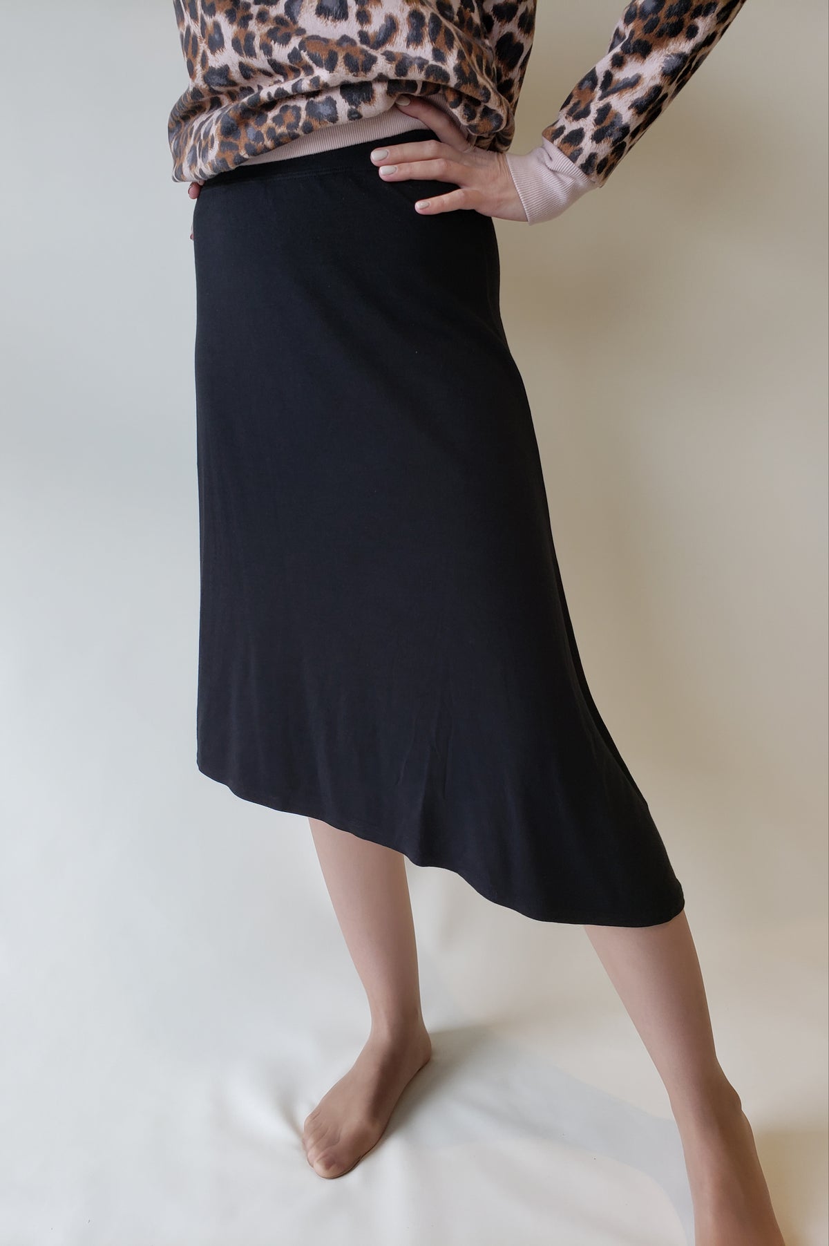 Hardtail Asymetrical Crepe Knee Skirt-Skirt-Mementos
