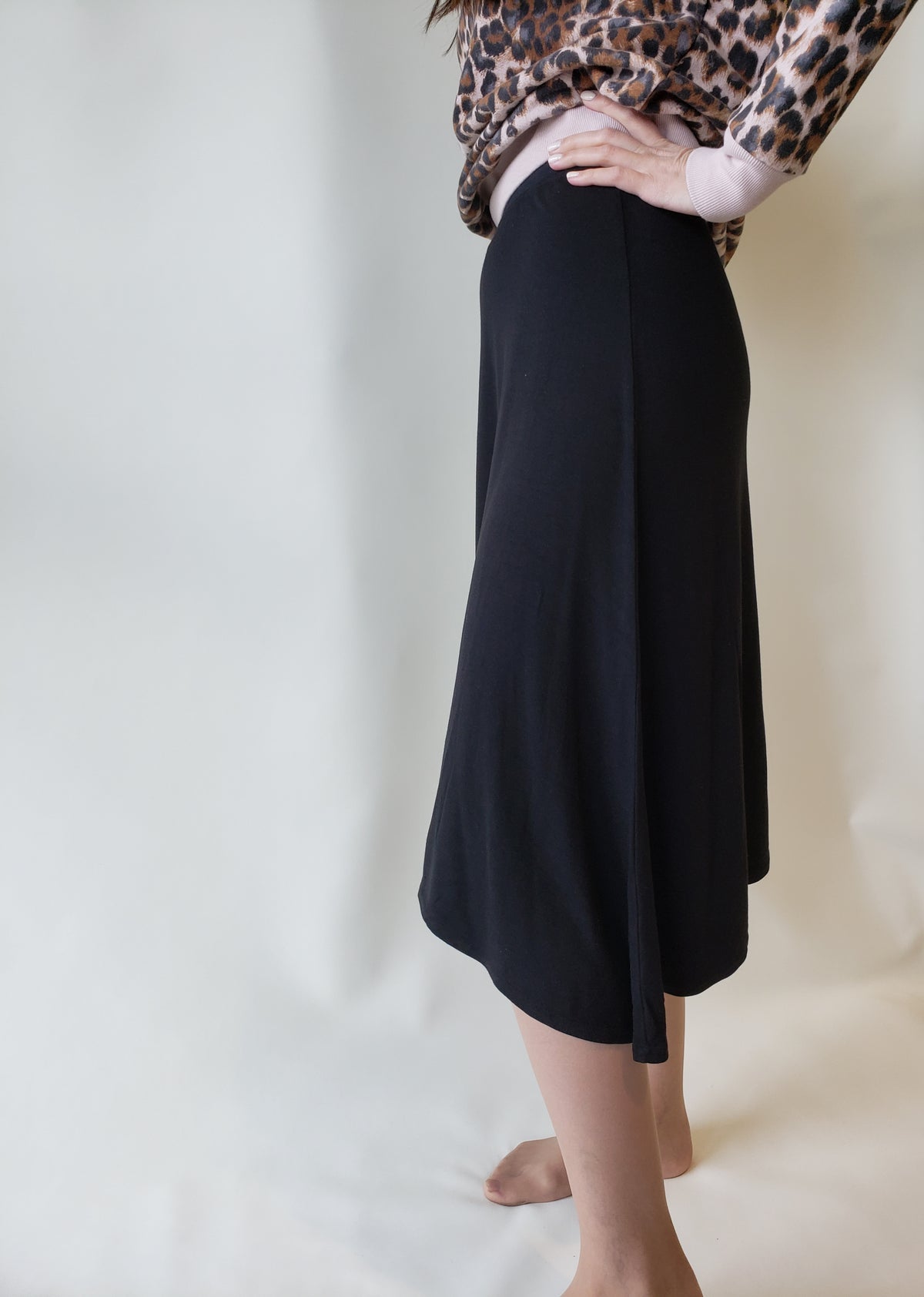 Hardtail Asymetrical Crepe Knee Skirt-Skirt-Mementos