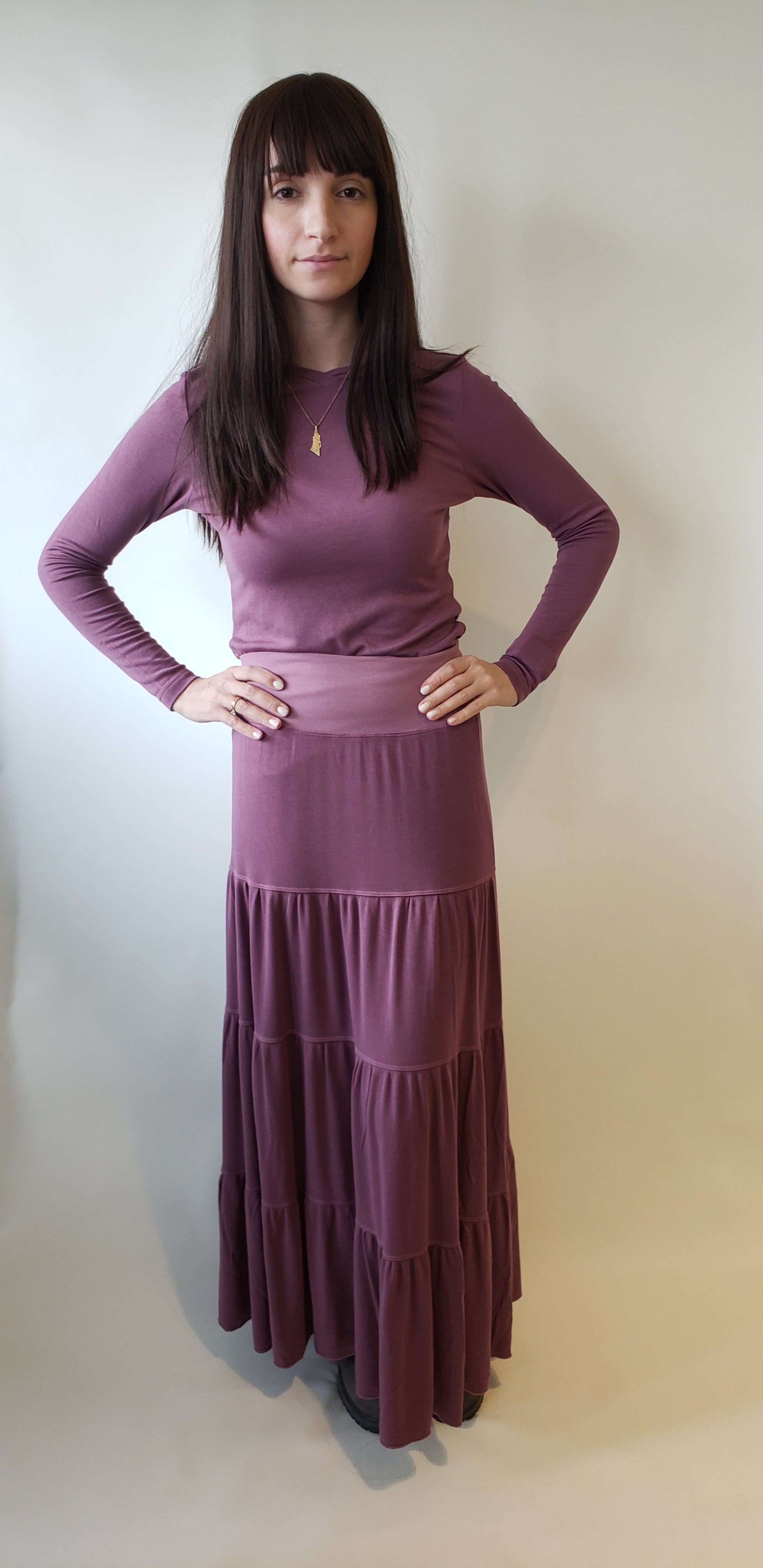 Hardtail Tiered Crepe Maxi Skirt-Skirt-Mementos