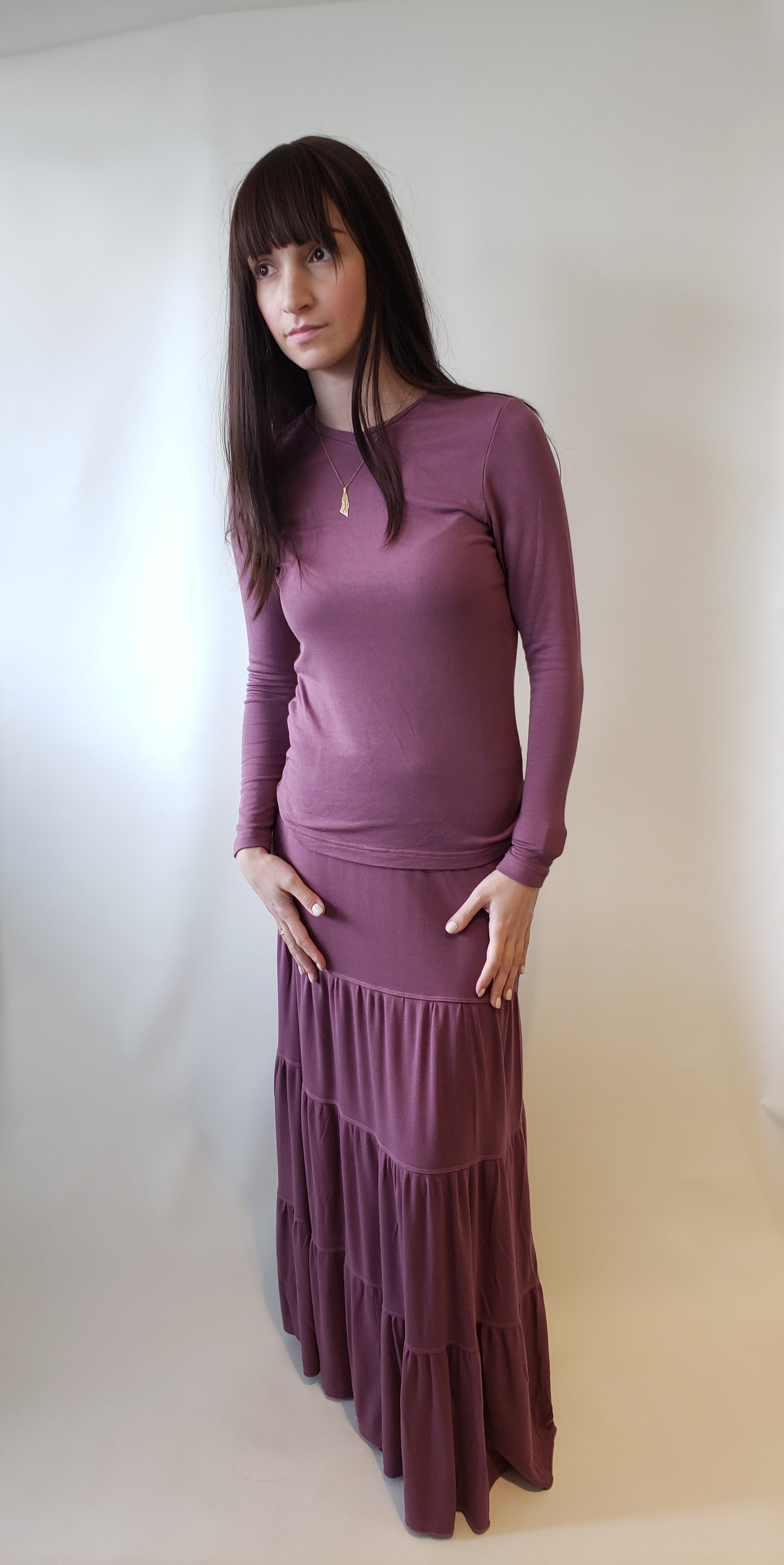 Hardtail Tiered Crepe Maxi Skirt-Skirt-Mementos