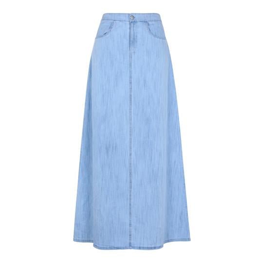 Parni Denim Maxi Strata Skirt-Skirt-Mementos