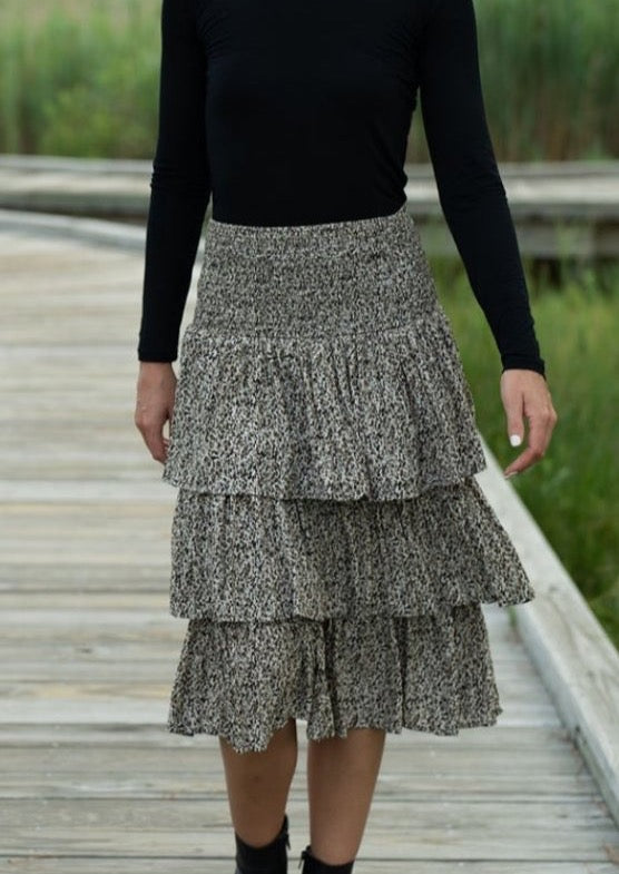 Profile Tiered Printed Midi Skirt