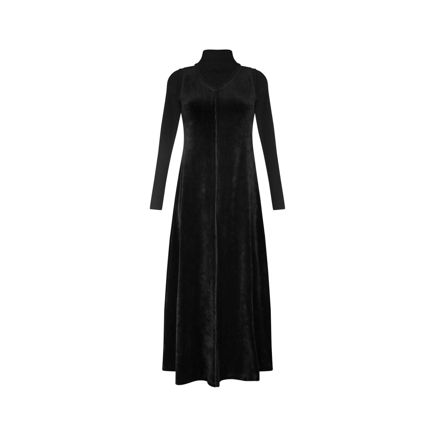 Parni Velour Turtleneck Maxi Dress