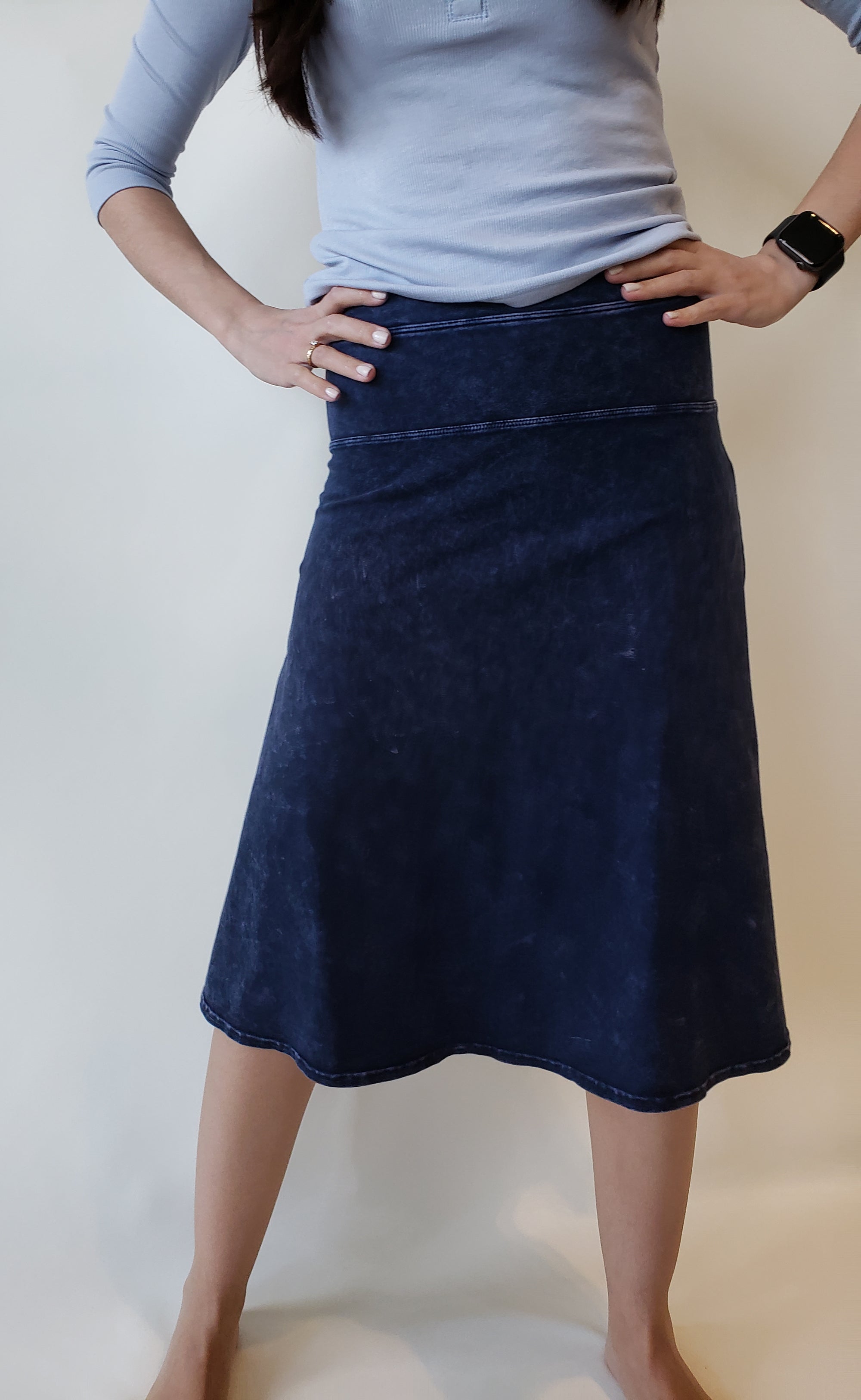 Hardtail High Waist Jean Knee Skirt-Skirt-Mementos