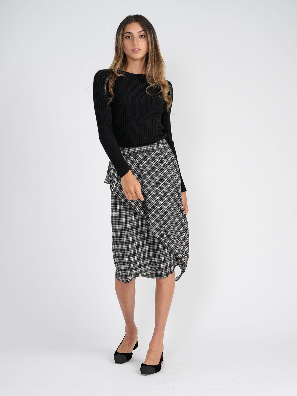 Bliss Plaid Asymmetric Skirt