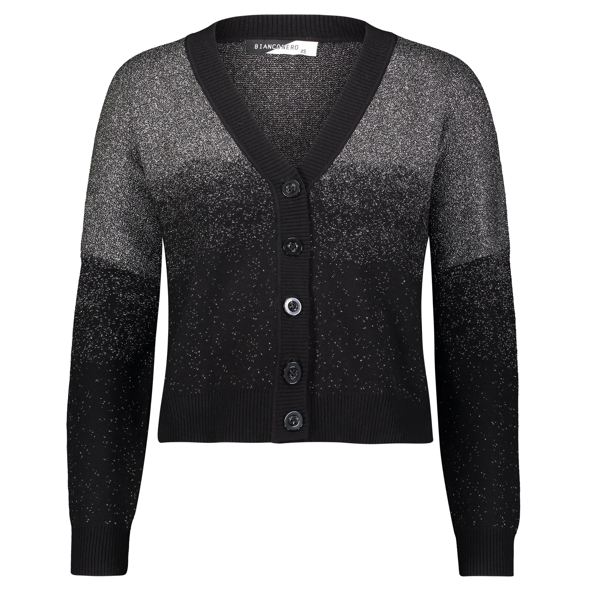 Bianco Nero Ombre Metallic Dolman Cardigan-Cardigan-Mementos