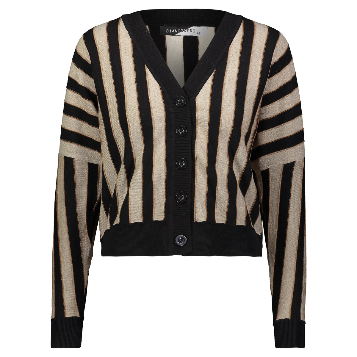 Bianco Nero Striped Dolman Cardigan-Cardigan-Mementos