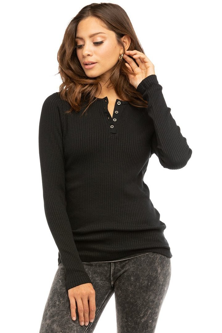Hardtail Wide Ribbed LS Henley T-Shirt-T-Shirt-Mementos