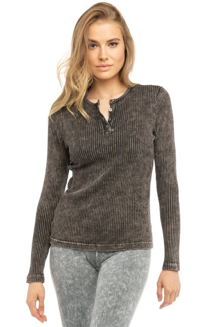 Hardtail Wide Ribbed LS Henley T-Shirt-T-Shirt-Mementos