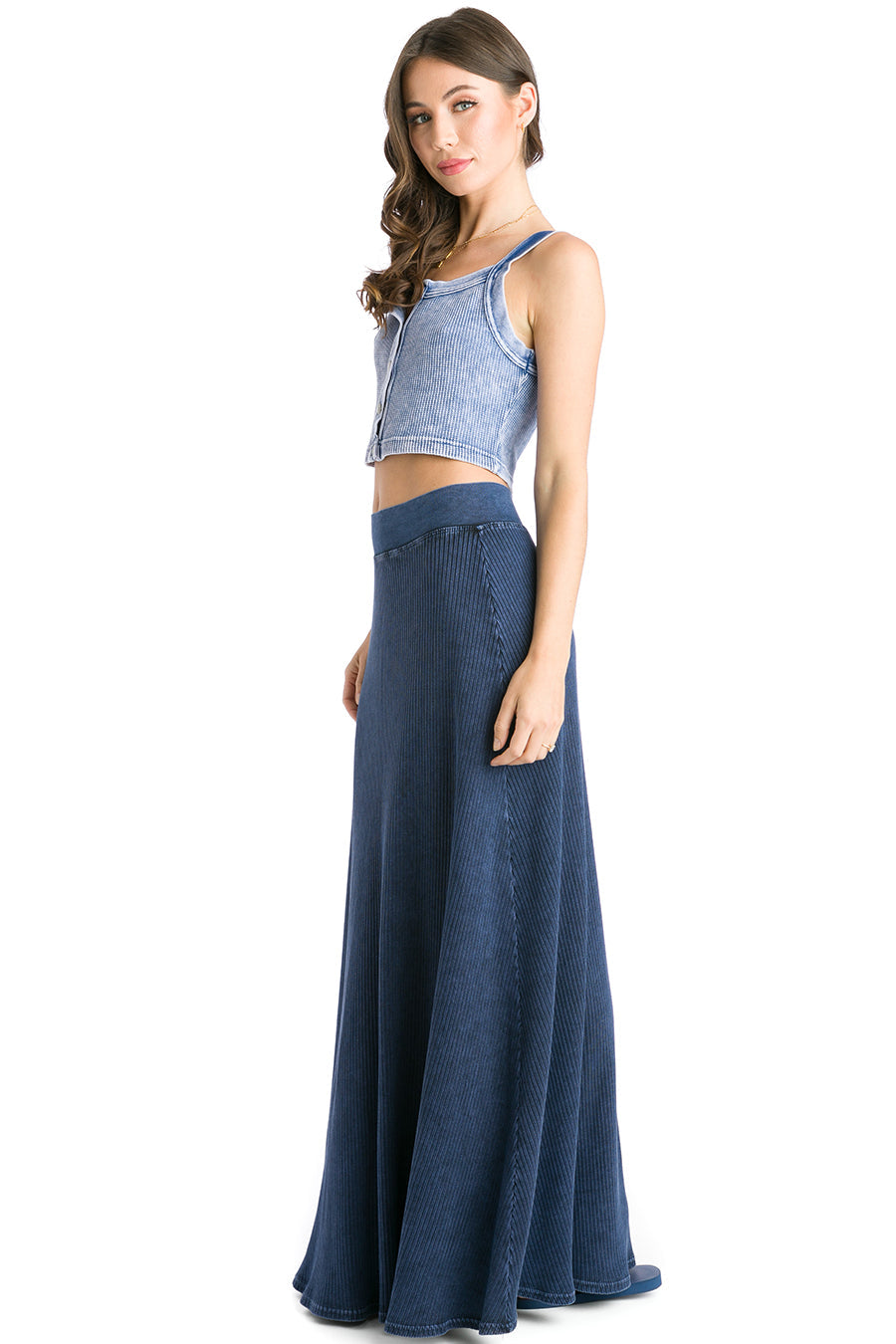 Hardtail Wide Ribbed Maxi Skater Skirt